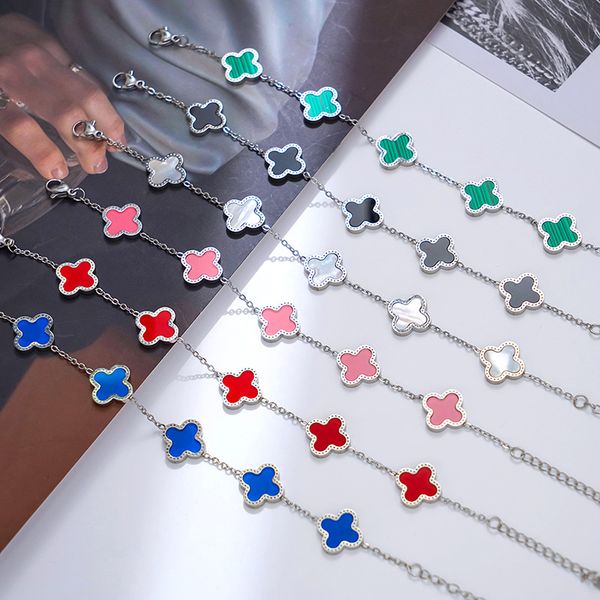 no fading luxury clover charm bracelet silver plated stainless steel jewelry for women, Golden;silver
no fading luxury clover charm bracelet silver plated stainless steel jewelry for women, Golden;silver