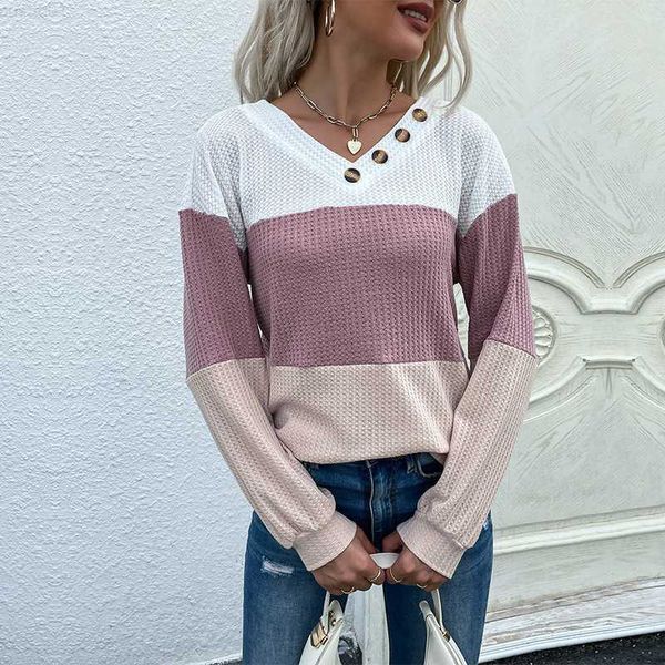 women's sweaters new fall 2022 long sleeve pullover matching color v-neck waffle knit women oversized sweater blusa de frio feminina l2, White;black
women's sweaters new fall 2022 long sleeve pullover matching color v-neck waffle knit women oversized sweater blusa de frio feminina l2, White;black