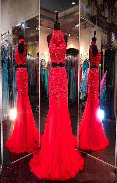 real image red long evening dresses two pieces applique lace high neck chiffon mermaid prom bridal engaged gown 20177214179, Black;red
real image red long evening dresses two pieces applique lace high neck chiffon mermaid prom bridal engaged gown 20177214179, Black;red