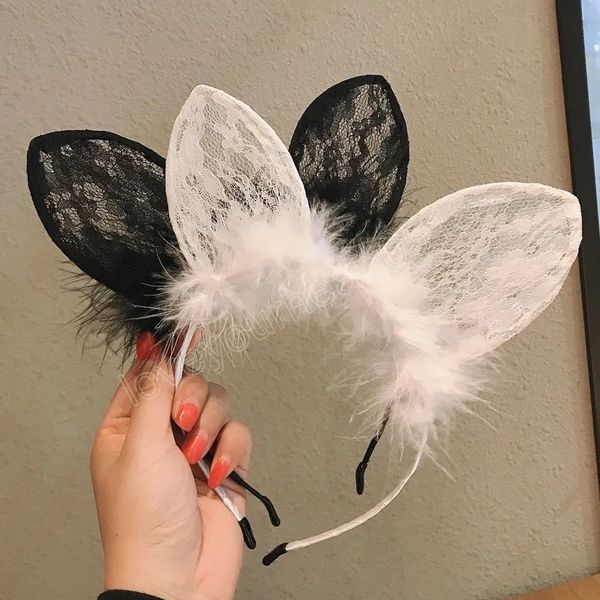 women cute lace cat ear hair hoop fashion cute hairy feather hair band halloween headdress clothing hair accessories, Silver
women cute lace cat ear hair hoop fashion cute hairy feather hair band halloween headdress clothing hair accessories, Silver