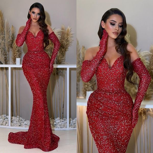 red mermaid evening gown sweetheart sequins party prom dresses long sleeves sweep train formal long dress for red carpet special occasion, Black;red
red mermaid evening gown sweetheart sequins party prom dresses long sleeves sweep train formal long dress for red carpet special occasion, Black;red