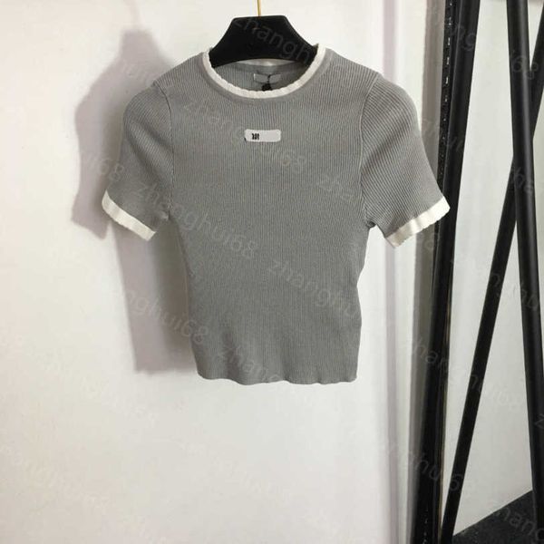 23ss womens designer clothing womens knits matching color round neck slim short sleeve pullover sweater womens clothes a1, White
23ss womens designer clothing womens knits matching color round neck slim short sleeve pullover sweater womens clothes a1, White