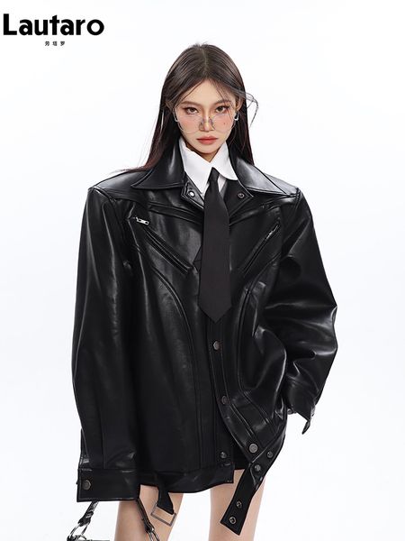 women's jackets lautaro spring autumn oversized black brown soft pu leather biker jacket women zipper long sleeve loose cool runway fas
women's jackets lautaro spring autumn oversized black brown soft pu leather biker jacket women zipper long sleeve loose cool runway fas
