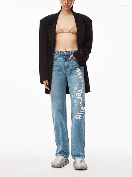 y2k spring and summer washed letter print jeans for women fashion casual straight high waist cotton large femme pants, Blue
y2k spring and summer washed letter print jeans for women fashion casual straight high waist cotton large femme pants, Blue