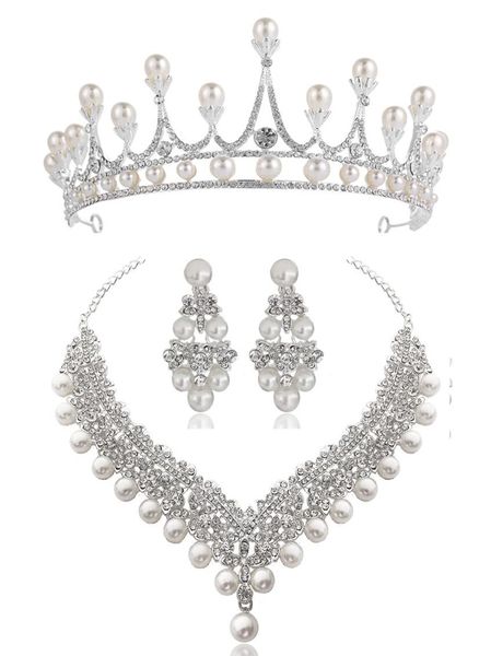 white crystal pearl crown earrings necklace jewelry sets bridal wedding jewelry elegant fashion cubic zirconia diamond jewelry8647261, Silver
white crystal pearl crown earrings necklace jewelry sets bridal wedding jewelry elegant fashion cubic zirconia diamond jewelry8647261, Silver