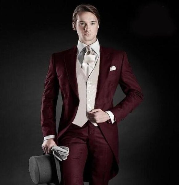 tailcoat morning style groom tuxedos peak lapel mens suit burgundy groomsman man wedding dinner suits jacketpantsvest8453775, Black;gray
tailcoat morning style groom tuxedos peak lapel mens suit burgundy groomsman man wedding dinner suits jacketpantsvest8453775, Black;gray