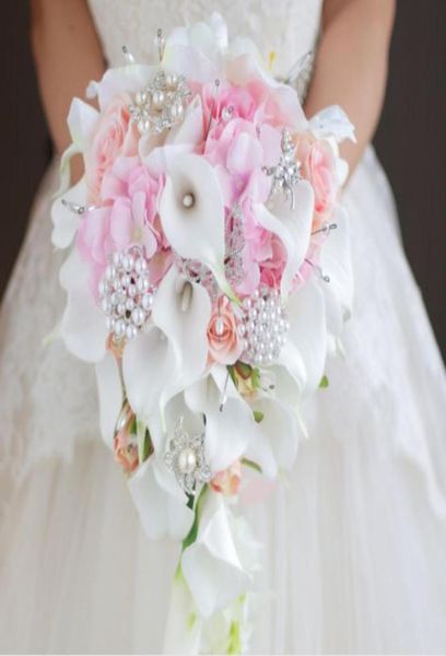 2018 highend custom white calla lily pink rose hydrangea diy pearl crystal brooch drops bridal bouquet7099744
2018 highend custom white calla lily pink rose hydrangea diy pearl crystal brooch drops bridal bouquet7099744