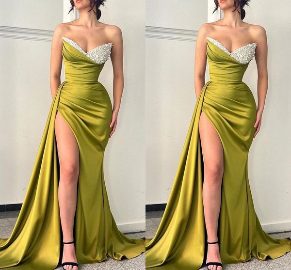 green plus size mermaid prom dresses long for black women pearls beaded sweetheart high side split formal occasion evening birthday club par
green plus size mermaid prom dresses long for black women pearls beaded sweetheart high side split formal occasion evening birthday club par