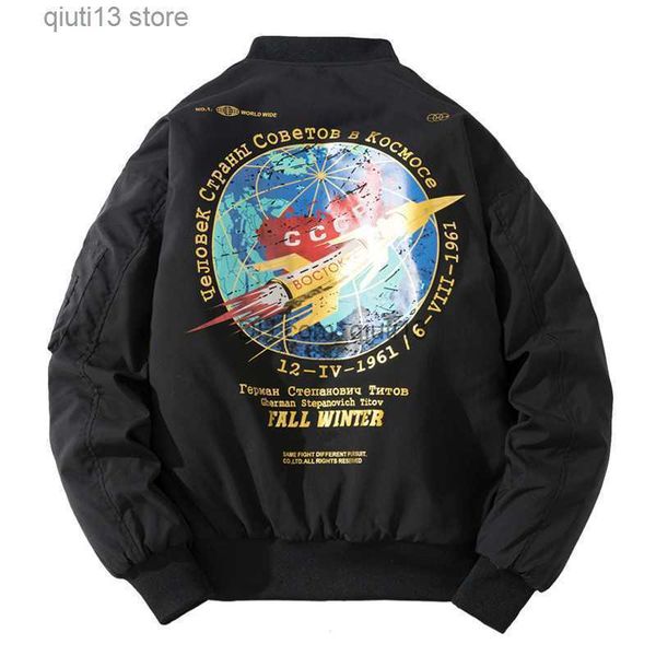 men's jackets winter bomber jacket men fashion pilot jacket rocket print baseball coat casual youth streetwear outerwear mens clothing, Black;brown
men's jackets winter bomber jacket men fashion pilot jacket rocket print baseball coat casual youth streetwear outerwear mens clothing, Black;brown