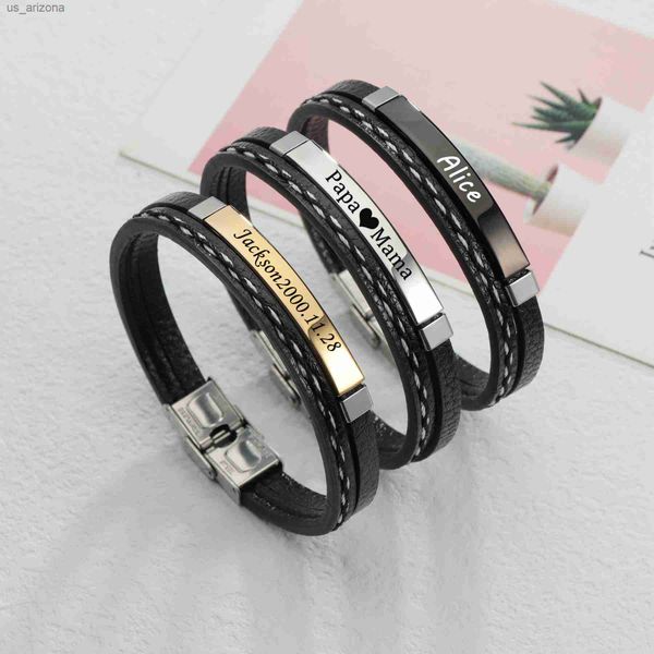 acheerup engrave name pu leather woven men bracelet punk stainless steel personalized bangle vintage jewelry gift for women l230620, Golden;silver
acheerup engrave name pu leather woven men bracelet punk stainless steel personalized bangle vintage jewelry gift for women l230620, Golden;silver