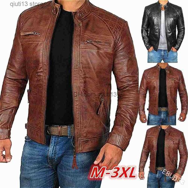 men's jackets men's leather jacket stand collar punk leather jacket t230718, Black;brown
men's jackets men's leather jacket stand collar punk leather jacket t230718, Black;brown