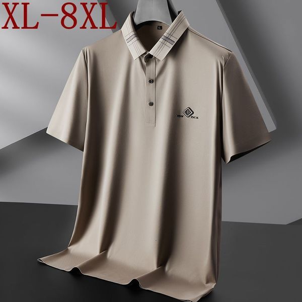 men's tracksuits 8xl 7xl 6xl summer ice silk breathable shirts for men short sleeve loose mens polo shirt business male tshirts 230718, Gray
men's tracksuits 8xl 7xl 6xl summer ice silk breathable shirts for men short sleeve loose mens polo shirt business male tshirts 230718, Gray