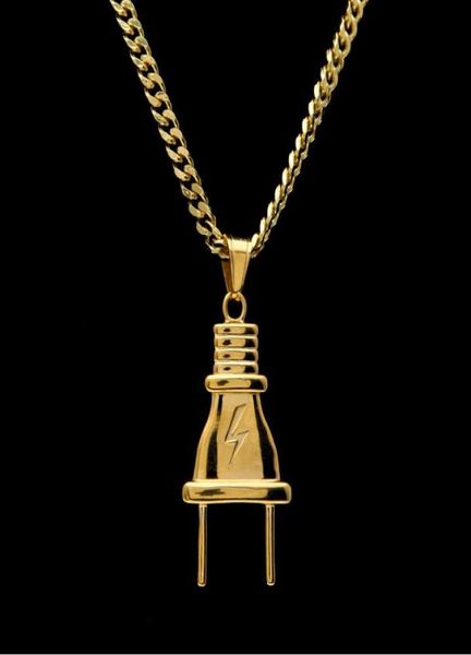 14k gold plated mens hip hop lighting plug pendant necklace with 70cm long cuban link chain jewelry9912111, Silver
14k gold plated mens hip hop lighting plug pendant necklace with 70cm long cuban link chain jewelry9912111, Silver