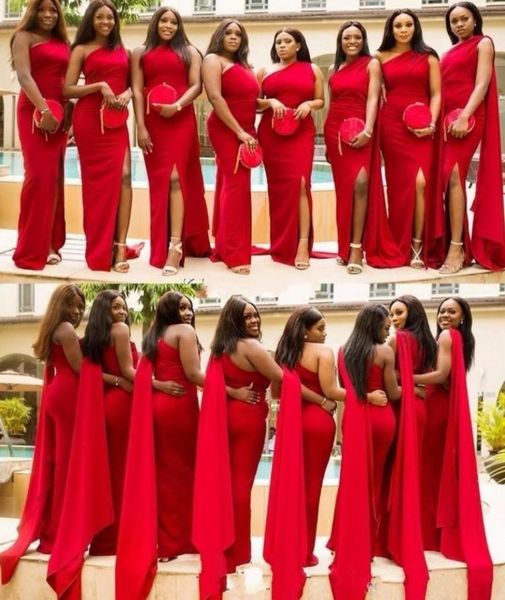 red mermaid bridesmaid dresses 2019 one shoulder side split wedding guest gowns back zipper custom made african maid of honor9543427, White;pink
red mermaid bridesmaid dresses 2019 one shoulder side split wedding guest gowns back zipper custom made african maid of honor9543427, White;pink