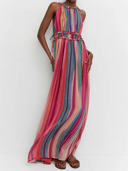 urban dresses colorful stripes print maxi dress summer women ruffles halter backless long vestidos fashion vocation style dresses 230717, White;black
urban dresses colorful stripes print maxi dress summer women ruffles halter backless long vestidos fashion vocation style dresses 230717, White;black