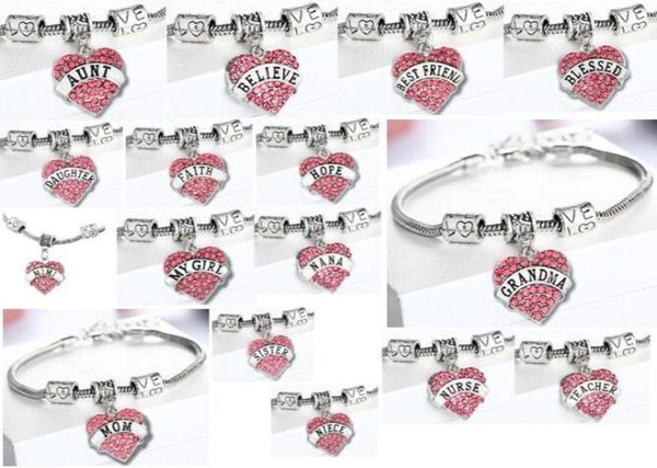 5pcslot 16styles pink crystal heart pendant charm engraved daughter blessed nurse teacher believe etc bracelet bangle as holiday4919807, Golden;silver
5pcslot 16styles pink crystal heart pendant charm engraved daughter blessed nurse teacher believe etc bracelet bangle as holiday4919807, Golden;silver