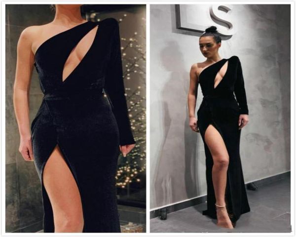black velet long prom dresses with high side split one sholder long sleeves floor length formal red carpet wears custom made7276432
black velet long prom dresses with high side split one sholder long sleeves floor length formal red carpet wears custom made7276432