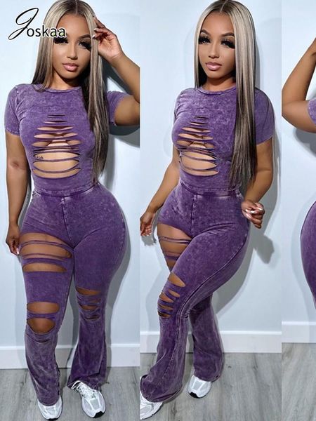 women's two piece pants joskaa casual hollow out two piece set women short sleeve crop and high waist flared pants matching streetwear, White
women's two piece pants joskaa casual hollow out two piece set women short sleeve crop and high waist flared pants matching streetwear, White
