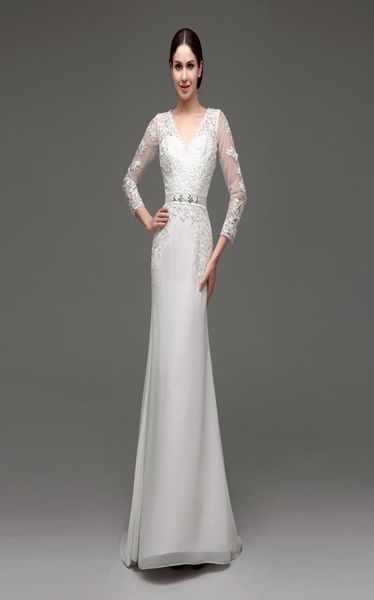 long sleeves wedding dresses v neck mermaid elegant appliques bridal gowns with belt fast delivery in stock1253919, White
long sleeves wedding dresses v neck mermaid elegant appliques bridal gowns with belt fast delivery in stock1253919, White