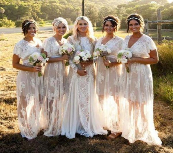 summer bohemian sheer lace bridesmaid dresses v neck short sleeves plus size boho wedding party guest dress custom made maid of ho8765900, White;pink
summer bohemian sheer lace bridesmaid dresses v neck short sleeves plus size boho wedding party guest dress custom made maid of ho8765900, White;pink