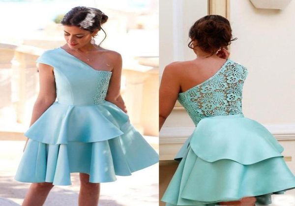 short homecoming dresses one shoulder aline with lace applique cocktail gowns back covered lace tiered kneelength custom made pr4248584, Blue;pink
short homecoming dresses one shoulder aline with lace applique cocktail gowns back covered lace tiered kneelength custom made pr4248584, Blue;pink