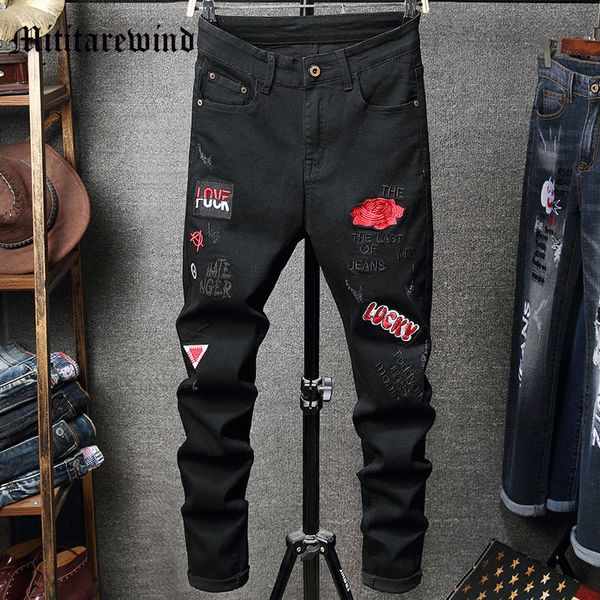men's jeans summer high street slim black rose letter patchwork pants denim straight casual daily clothing hip hop streetwear y2k 23071, Blue
men's jeans summer high street slim black rose letter patchwork pants denim straight casual daily clothing hip hop streetwear y2k 23071, Blue