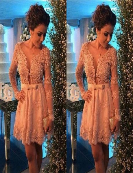 2017 champagne lace cocktail dresses with long sleeves short party dresses mini homecoming party gowns vestidos de venda7574322, Black
2017 champagne lace cocktail dresses with long sleeves short party dresses mini homecoming party gowns vestidos de venda7574322, Black