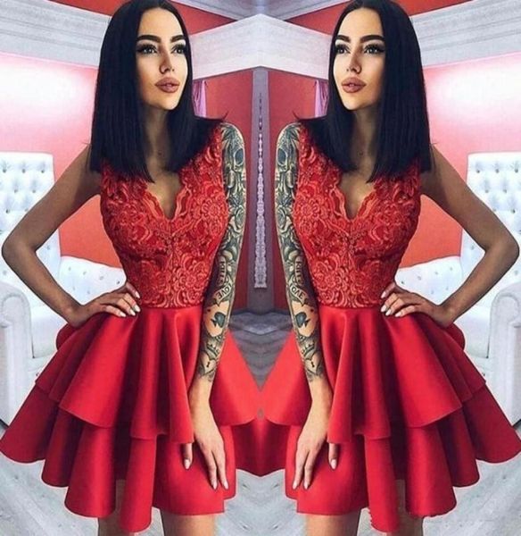 layer ruffles red short cocktail dresses a line v neck appliques knee length homecoming gowns prom evening dress4594282, Black
layer ruffles red short cocktail dresses a line v neck appliques knee length homecoming gowns prom evening dress4594282, Black