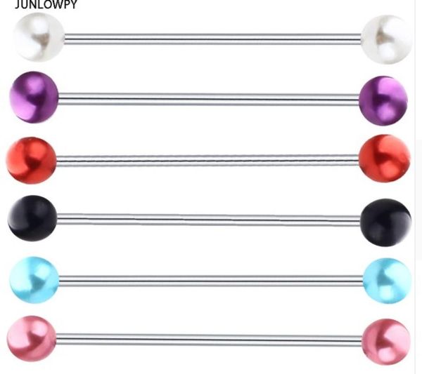 pearl acrylic uv ball industrial barbell earring stainless steel ear bar piercing body jewelry 14g for women men1453803, Silver
pearl acrylic uv ball industrial barbell earring stainless steel ear bar piercing body jewelry 14g for women men1453803, Silver