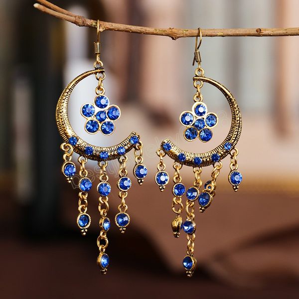 retro luxury blue crystal moon flower tassel earrings for women ethnic gold alloy dangle jewelry boucle oreille femme, Silver
retro luxury blue crystal moon flower tassel earrings for women ethnic gold alloy dangle jewelry boucle oreille femme, Silver