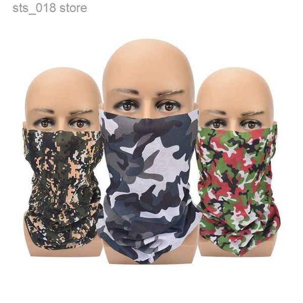 Image of Cycling Caps Masks Two Outdoor Mountaineering Ice Silk Headscarf Camouflage Magic Headband Cycling Mask Sun Protection T230718