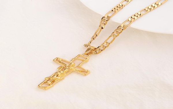 18 k solid fine yellow gold filled jesus crucifix cross pendant frame italian figaro link chain necklace 60cm 3mm4838223, Silver
18 k solid fine yellow gold filled jesus crucifix cross pendant frame italian figaro link chain necklace 60cm 3mm4838223, Silver