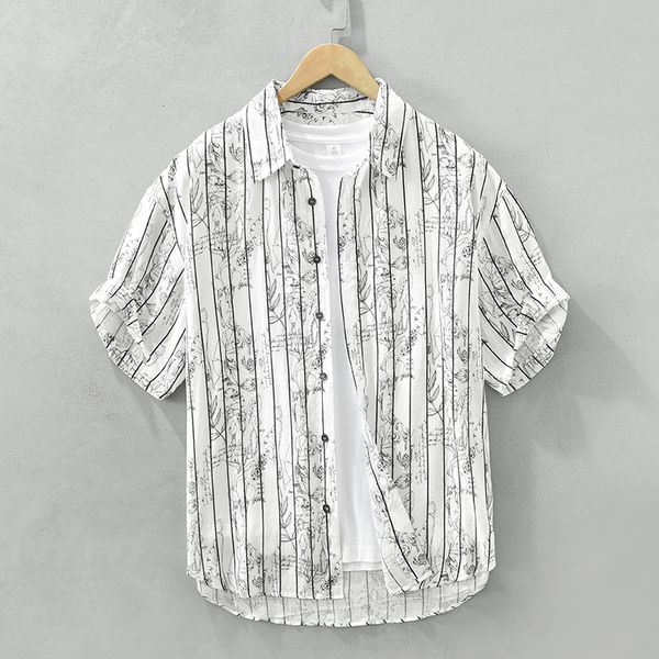 men's t shirts 2023 print short sleeve shirt for men fashion striped personality summer pure linen shirts smart casual 230717, White;black
men's t shirts 2023 print short sleeve shirt for men fashion striped personality summer pure linen shirts smart casual 230717, White;black