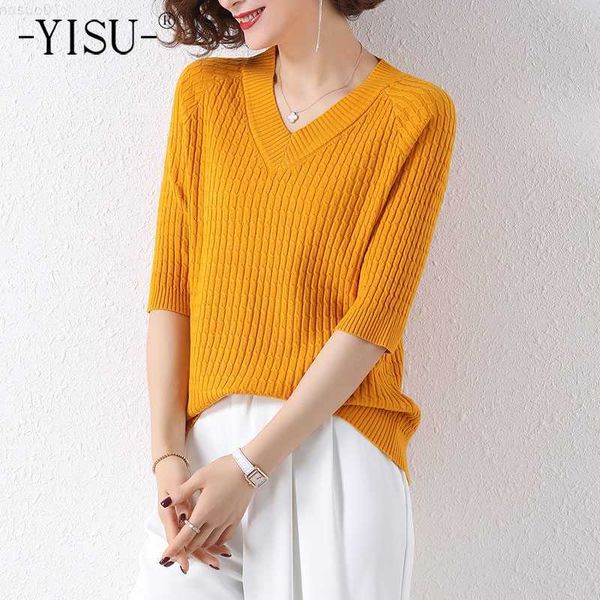 women's sweaters yisu 2021 new women casual middle sleeve sweater pullover tees summer v-neck solid color knitted pullover female thin, White;black
women's sweaters yisu 2021 new women casual middle sleeve sweater pullover tees summer v-neck solid color knitted pullover female thin, White;black