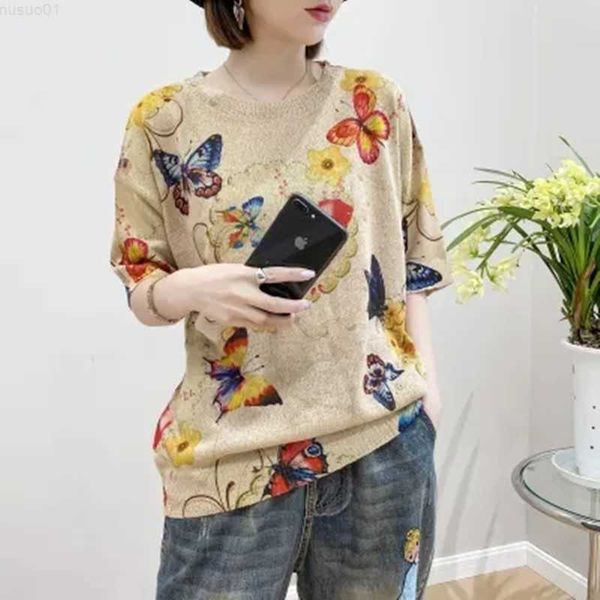 women's sweaters europe style printing t-shirt knitted pullover sweater loose large size summer thin section vintage t-shirt l230718, White;black
women's sweaters europe style printing t-shirt knitted pullover sweater loose large size summer thin section vintage t-shirt l230718, White;black