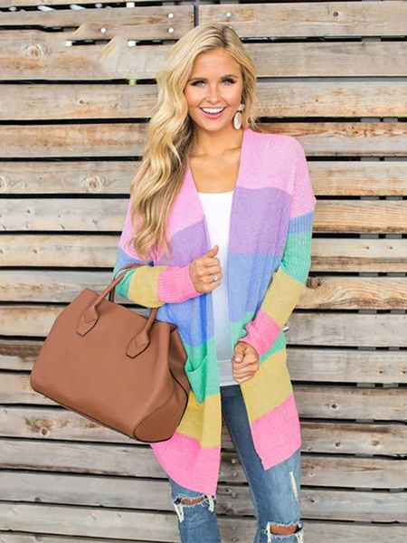women's sweaters fitshinling rainbow striped long cardigan sweater women knitted clothing colorful winter coat knitwear slim casual jac, White;black
women's sweaters fitshinling rainbow striped long cardigan sweater women knitted clothing colorful winter coat knitwear slim casual jac, White;black