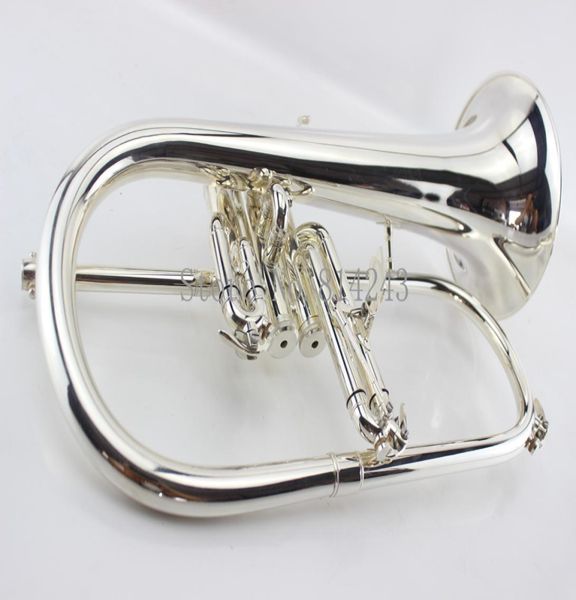 american bach flugelhorn brass silver plated b flat bb trumpet musical instruments trompete horn with case 1843577