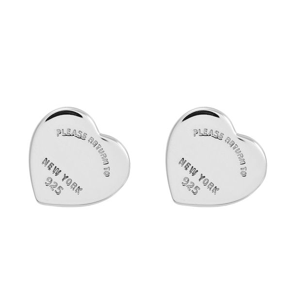 100% 925 sterling silver heart stud earrings designer jewelry for women wedding party gift earring new york love hearts earring factory whol, Golden;silver