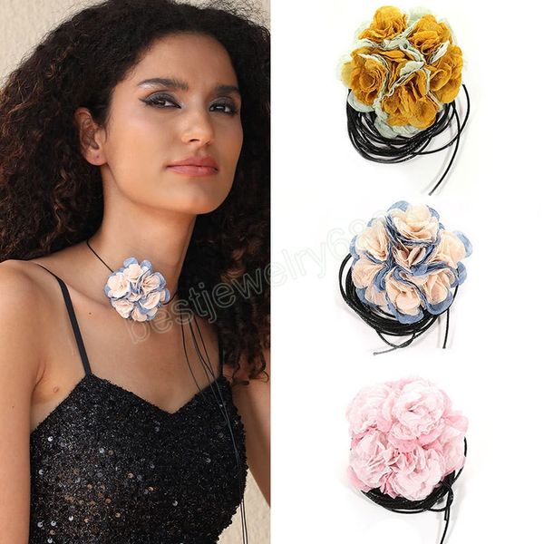 new large fabric lace flower choker necklace for women trendy elegant long lace-up rope chains on neck collar fashion jewelry, Golden;silver
new large fabric lace flower choker necklace for women trendy elegant long lace-up rope chains on neck collar fashion jewelry, Golden;silver