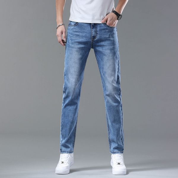 men's jeans high end fashion 2023 straight loose elastic business casual denim pants thin 230718, Blue
men's jeans high end fashion 2023 straight loose elastic business casual denim pants thin 230718, Blue