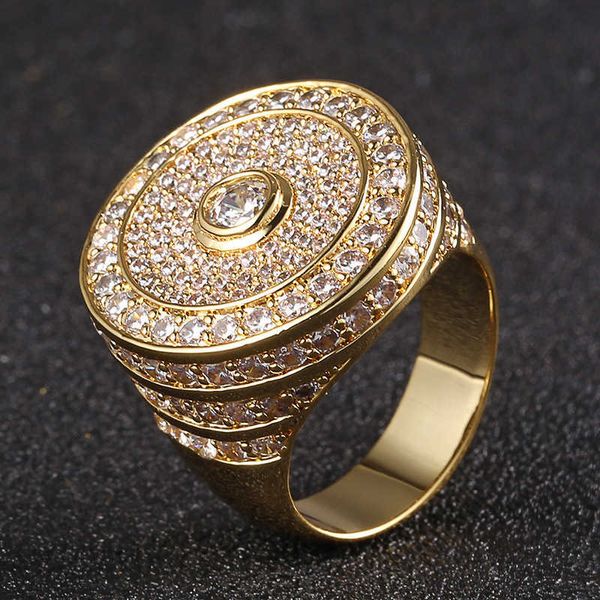 men's classic big gold ring real gold electroplated micro set with zircon hip hop ring, Silver
men's classic big gold ring real gold electroplated micro set with zircon hip hop ring, Silver