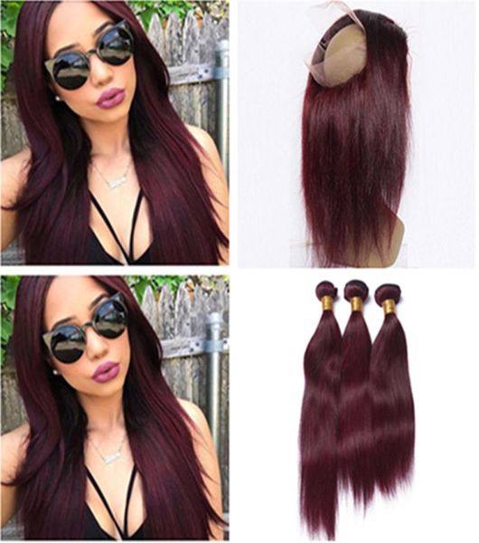 virgin peruvian burgundy human hair 3bundles with 360 frontal 4pcs lot straight 99j wine red 360 lace band closure with extension7541312, Black;brown
virgin peruvian burgundy human hair 3bundles with 360 frontal 4pcs lot straight 99j wine red 360 lace band closure with extension7541312, Black;brown