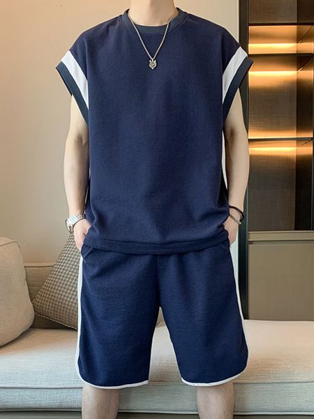 men s tracksuits summer sets sleeveless tank shorts 2 piece men clothing fashion patchwork casual tracksuit male cotton sweat suits 230718, Gray
men s tracksuits summer sets sleeveless tank shorts 2 piece men clothing fashion patchwork casual tracksuit male cotton sweat suits 230718, Gray