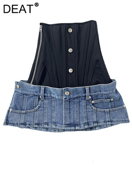 basic casual dresses deat women's denim dress strapless slim high waist patchwork contrast color fish bone short 2023 summer fashion 29, Black;gray
basic casual dresses deat women's denim dress strapless slim high waist patchwork contrast color fish bone short 2023 summer fashion 29, Black;gray
