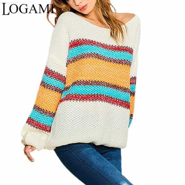 women's sweaters logami new rainbow stripe slash neck sweater for women autumn spring colorful knitting pullover jumper l230718, White;black
women's sweaters logami new rainbow stripe slash neck sweater for women autumn spring colorful knitting pullover jumper l230718, White;black