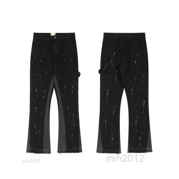 galleryss heavy industries retro speckled graffiti micro horn structure spliced men's straight casual jeans, Blue
galleryss heavy industries retro speckled graffiti micro horn structure spliced men's straight casual jeans, Blue