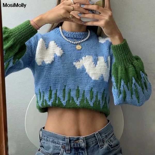 women's sweaters mosimolly autumn winter jacquard sweater jumper pullovers women happy crewneck sky clouds knitted sweater l230718, White;black
women's sweaters mosimolly autumn winter jacquard sweater jumper pullovers women happy crewneck sky clouds knitted sweater l230718, White;black