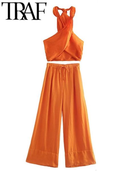 women's two piece pants traf summer women casual fashion sleeveless cross halter linen suits traf wide leg female chic 2 sets 230718, White
women's two piece pants traf summer women casual fashion sleeveless cross halter linen suits traf wide leg female chic 2 sets 230718, White