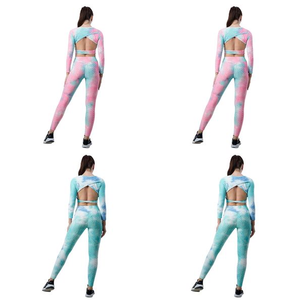 european and american yoga suit tie dyed long sleeved backless yoga suit jacquard fitness bubble yoga pants, White;red
european and american yoga suit tie dyed long sleeved backless yoga suit jacquard fitness bubble yoga pants, White;red