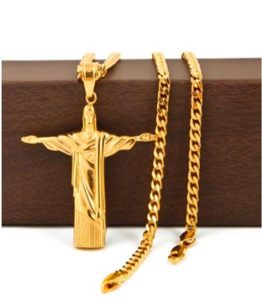 stainless steel gold christ the redeemer cross pendant brazil rio de janeiro statue jesus piece with 5mm cuban chain necklace2726697
stainless steel gold christ the redeemer cross pendant brazil rio de janeiro statue jesus piece with 5mm cuban chain necklace2726697